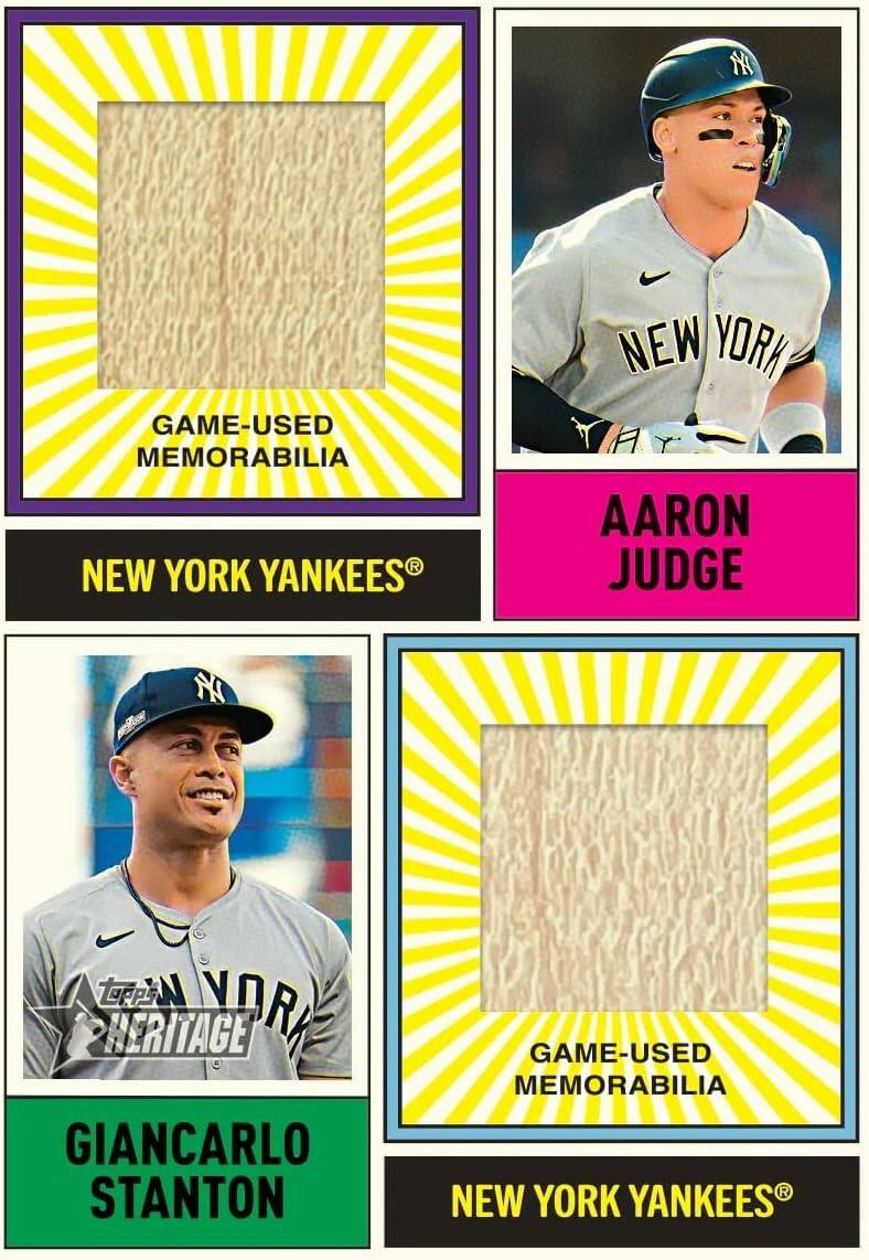 GAME-USED MEMORABILIA  
NEW YORK YANKEES  
AARON JUDGE  

GAME-USED MEMORABILIA  
NEW YORK YANKEES  
GIANCARLO STANTON