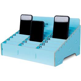 PO3TICJUNKI3 - Ofcad 30 grid Cell Phone Holder With Number Stickers Desktop Organizer Storage Box For Classroom Office - Blue