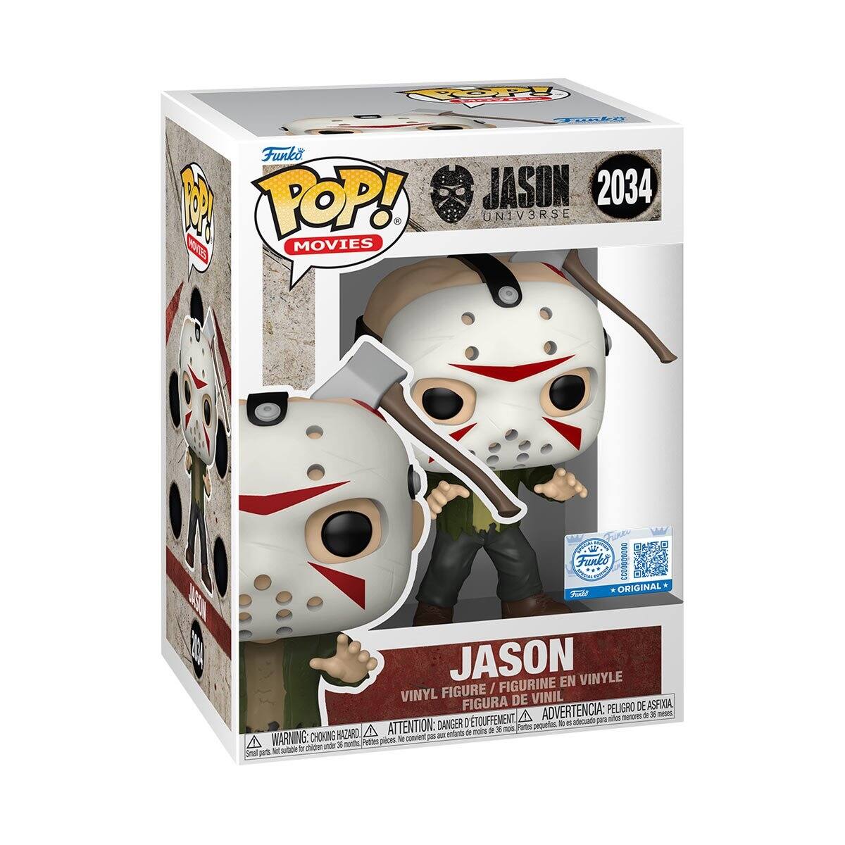 Funko POP! JASON 2034 UNIV3RSE A MOVIES USW 10040 Funko Tomie ORIGINAL JASON EN VINYLE FIGURE / FIGURINE VINYL DE VINIL FIGURA PELIGRO DE ASFIIA D'TOUFFEMENT ADVERTENCIA: pora - menons a 3 meses DANGER pequaetns i adecsado HAZARD A ATTENTION: a entrssi O noim a 3 no0 Partel WARNING: CHOKING Pettes pices  cavet - cide nde 3 norths M subce W Smal pes