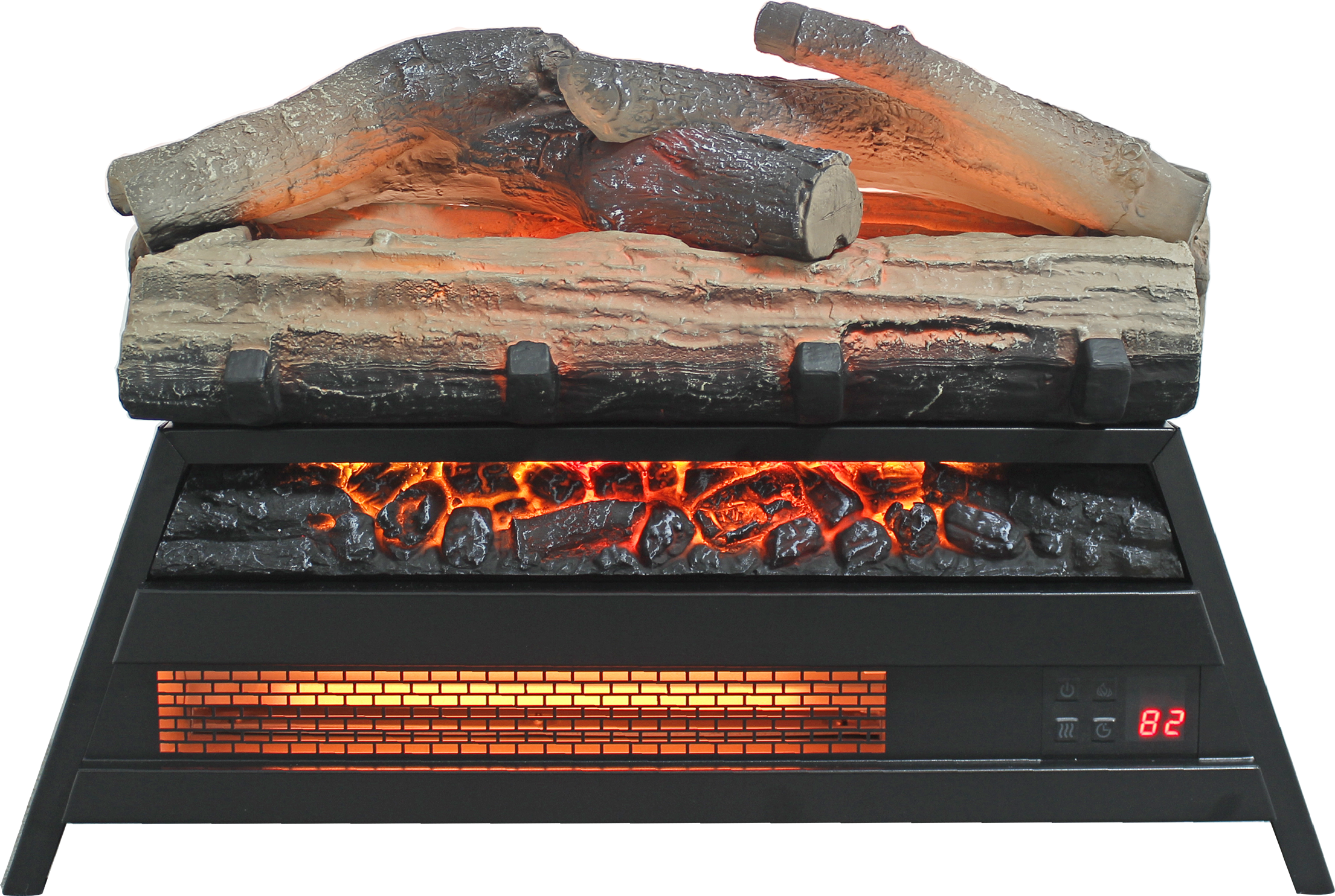 GOODSILO - 23"" Electric Fireplace Insert with 3D Log Set & Infrared Heater - Antique Black
