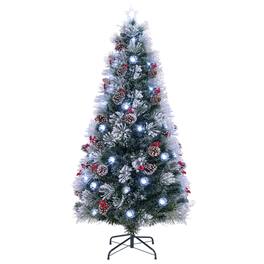 Gymax - 7 FT Flocked Christmas Tree Artificial Xmas Tree w/270 Branch Tips &Pine Needles - Green, White