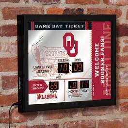 Evergreen Enterprises - Oklahoma Sooners 15" x 19" Bluetooth Scoreboard Wall Clock - Brown