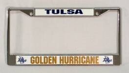 Rico Industries - Tulsa Golden Hurricane - 12" x 6" Standard Size - Chrome Metal License Plate Frame - Multi