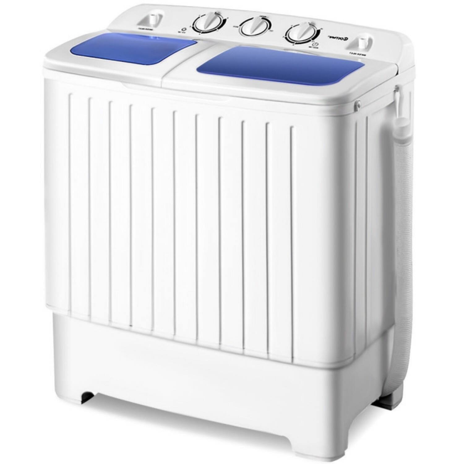 Alt View 4. LUCKY ONE - 20 lbs Freestanding Compact Twin Tub Washing Machine with Separate Timers - White and blue.