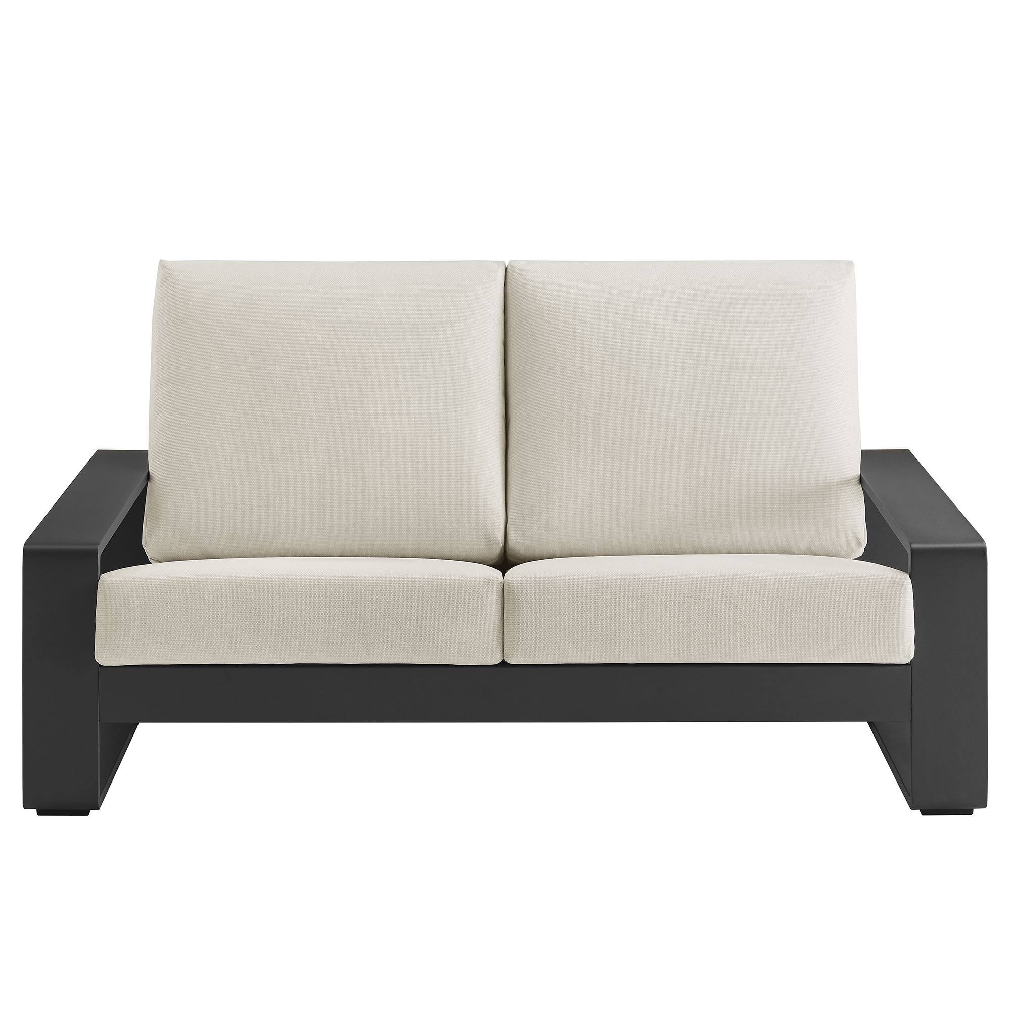 Alt View 4. Modway - Lirienne Outdoor Patio Aluminum Loveseat by Modway - Cream Gray.