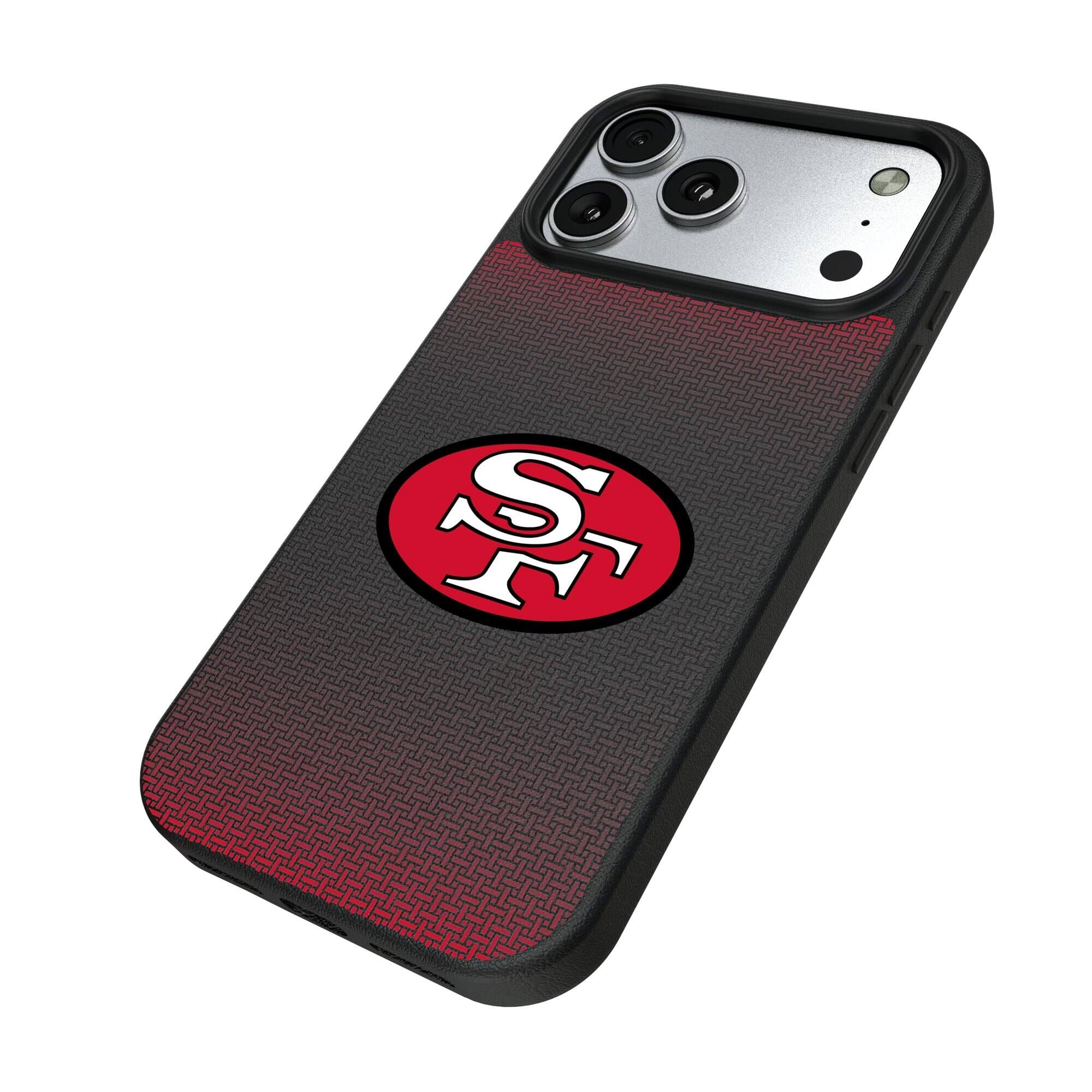Alt View 1. Keyscaper - San Francisco 49ers Linen Logo iPhone Magnetic Bump Case - 15 Pro Max - Black.
