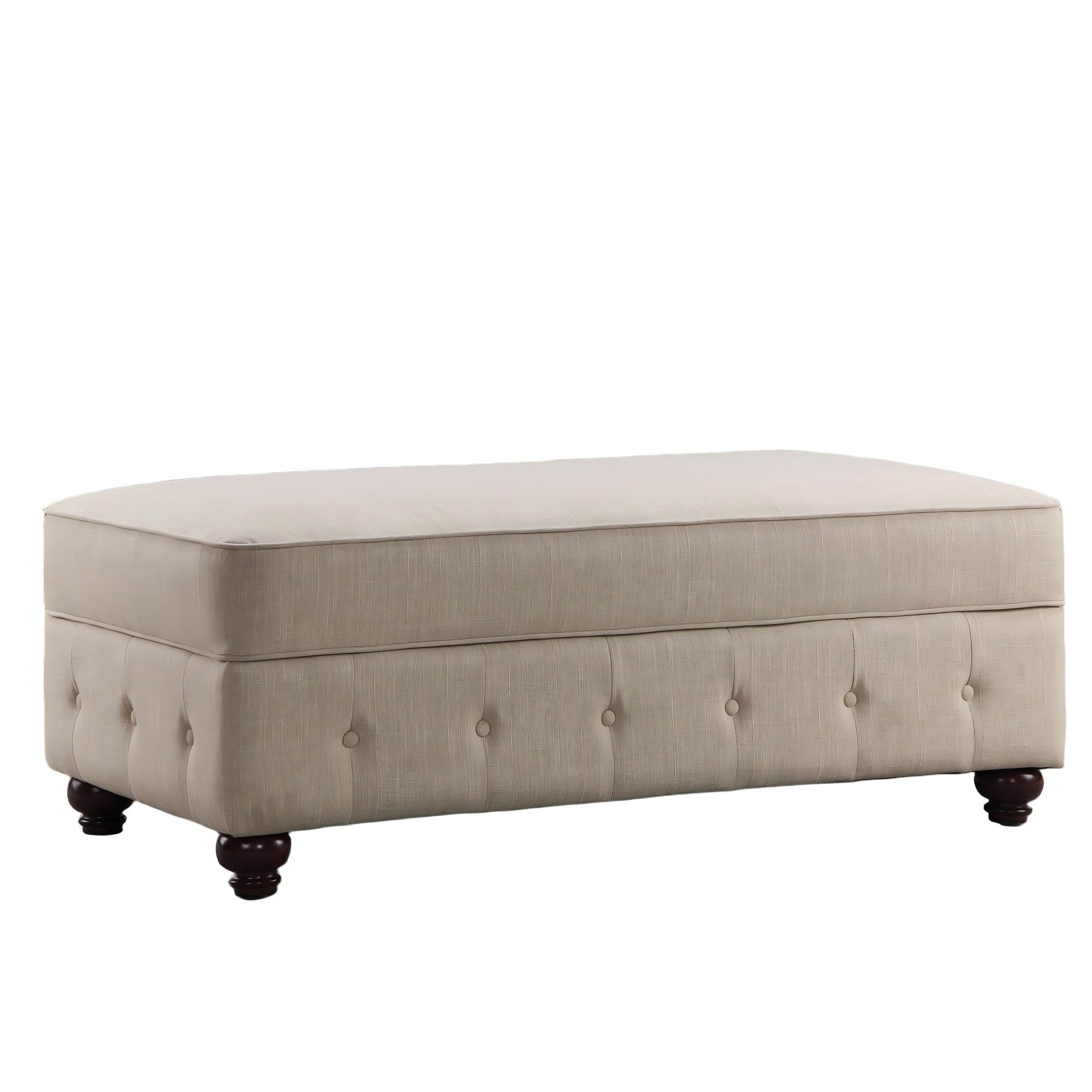Boyel Living - Tufted Storage Ottoman with Solid Wood Legs - Beige