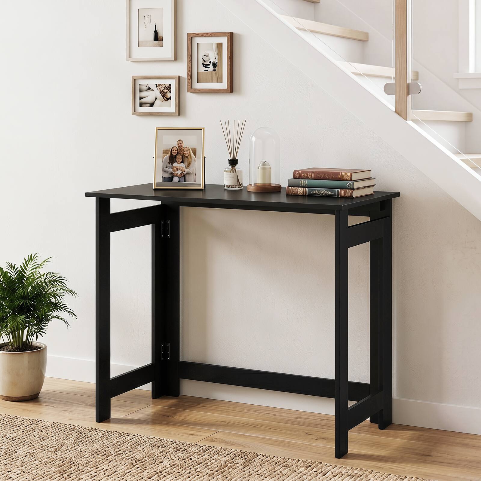 Alt View 3. Costway - Costway Folding Console Table, Entryway Table with Foldable Legs, Behind Couch Sofa Table - Black.