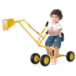 Gymax - Sand Digger for Kids w/2-Handed Controls Flexible Shovel 360° Rotatable Function - Yellow