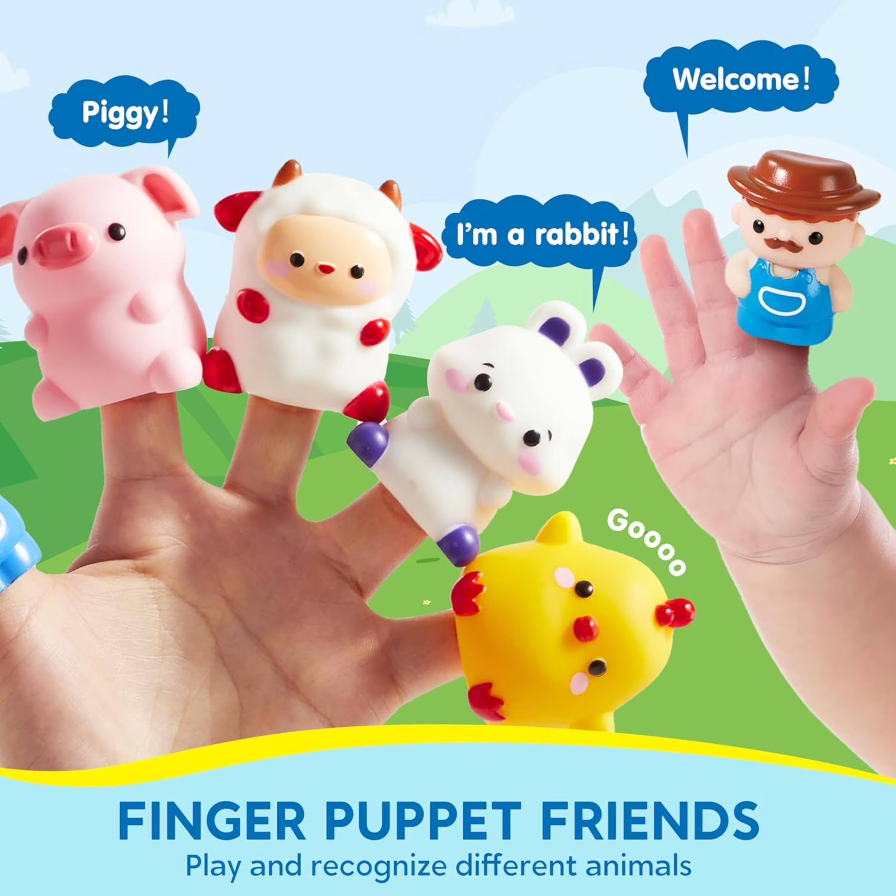 Piggy!
Welcome!
I'm a rabbit!

FINGER PUPPET FRIENDS
Play and recognize different animals