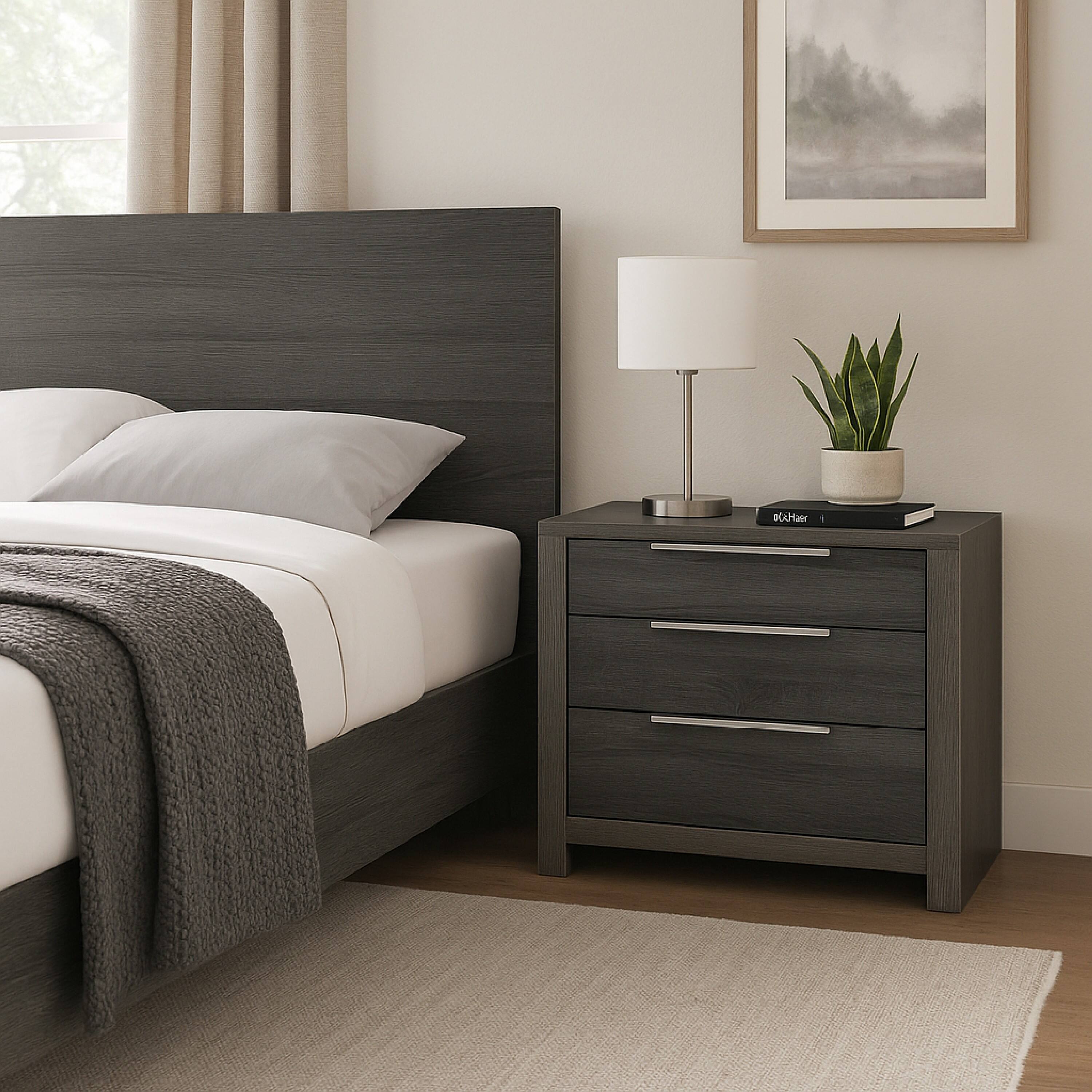 Alt View 5. Manhattan Lane - Joho Nightstand, 30 Inch, 5 Storage Drawers with Metal Handles - Gray, Silver.