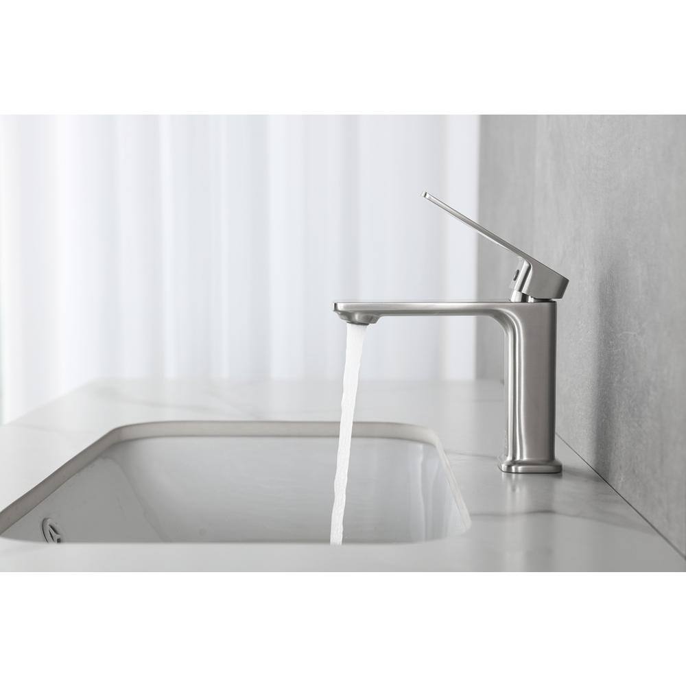 Alt View 9. Elegant Kitchen and Bath - Lena Single Hole Single Handle Bathroom Faucet in Brushed Nickel - Brushed Nickel.