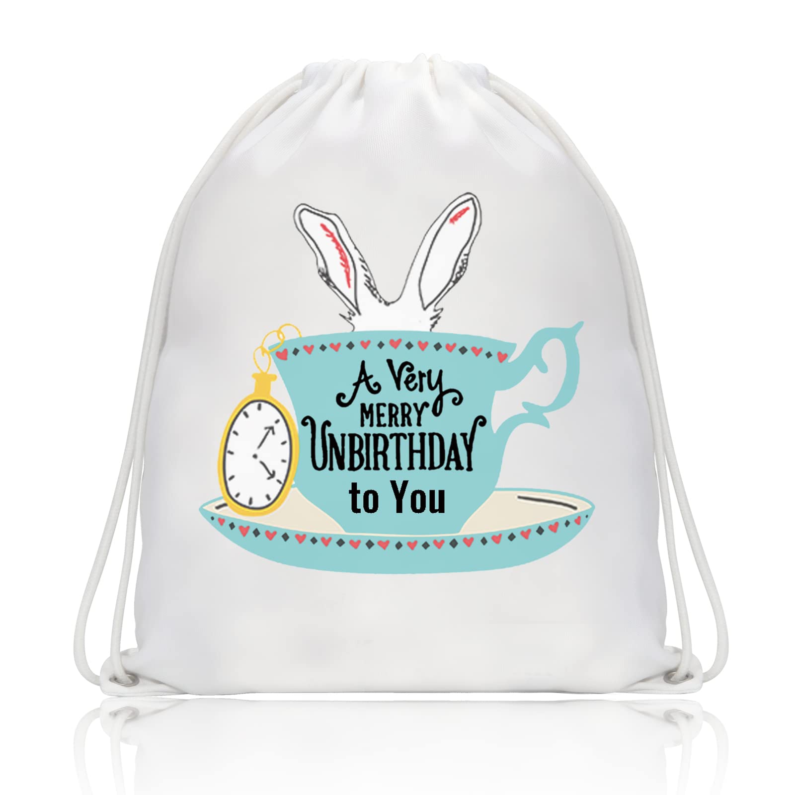 Front. Live At Space - Movie Inspired Drawstring Backpacks A Very Merry Unbirthday To You Book Themed Gift Daughter Birthday (unbirthday Sbp) - Default.