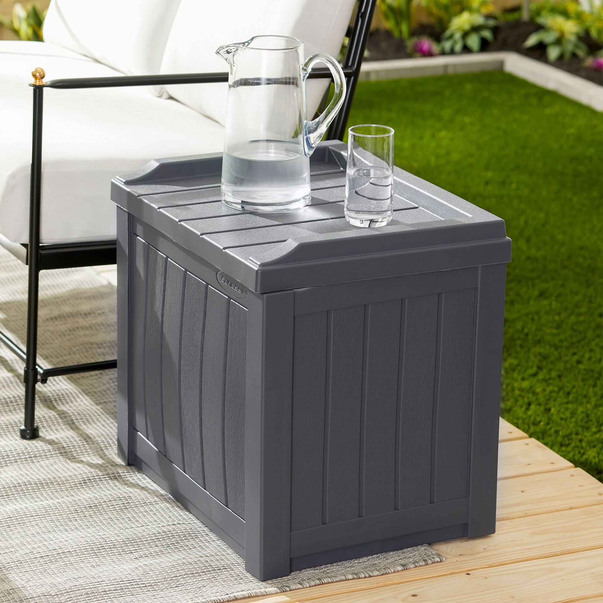 Alt View 8. Suncast - Suncast 22 Gal Outdoor Patio Small Deck Box w/Storage Seat, Cyberspace (2 Pack) - Gray.