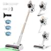 Front. MOOSOO - Cordless Vacuum with Self-Standing, Lightweight Stick Vacuum Cordless Rechargeable with Green Light For Home - White&Gold.