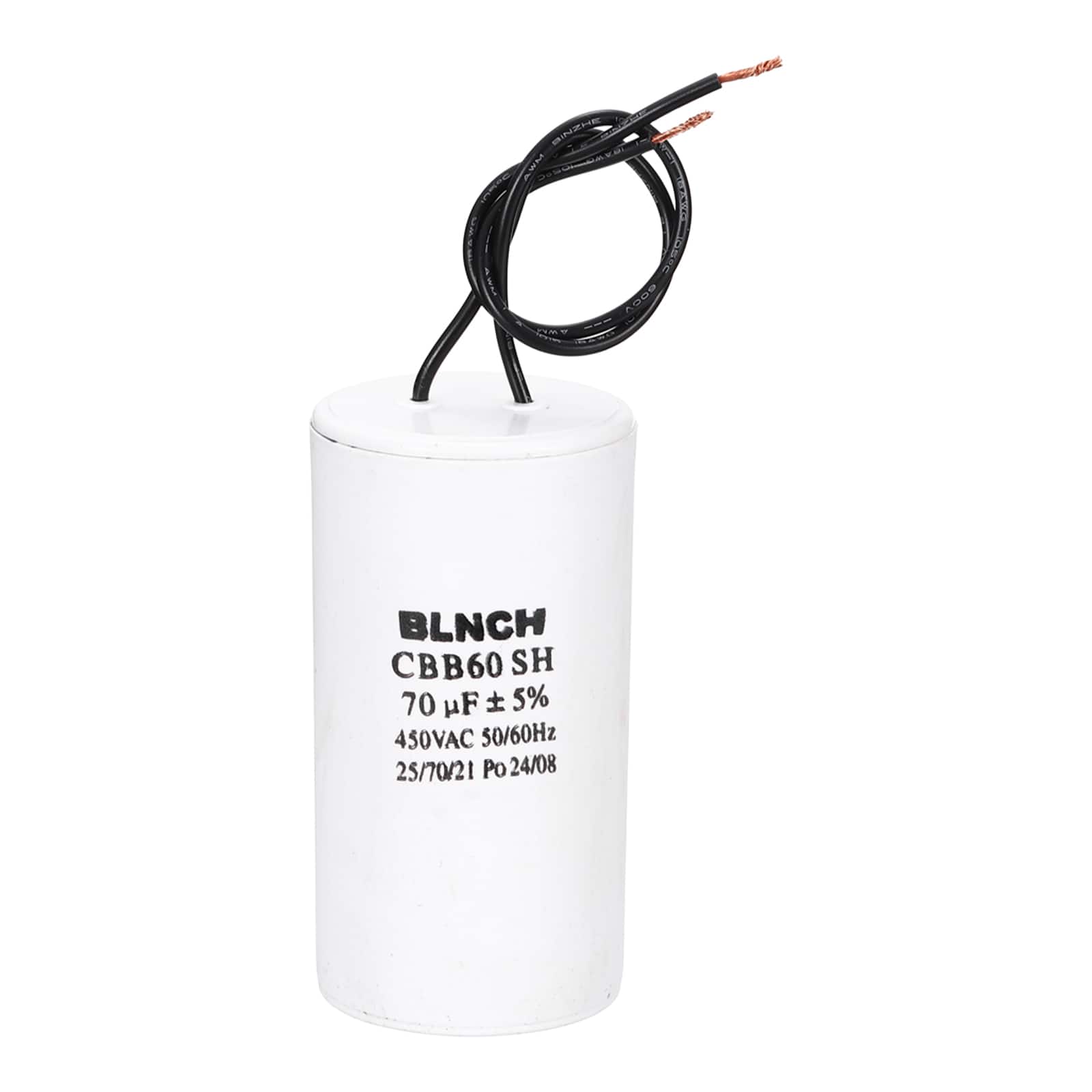 Unique Bargains - 70uF CBB60 Running Capacitor, AC 450V 2 Wire for Air Compressor, Washing Machine, Refrigerator, Air Conditioner - White
