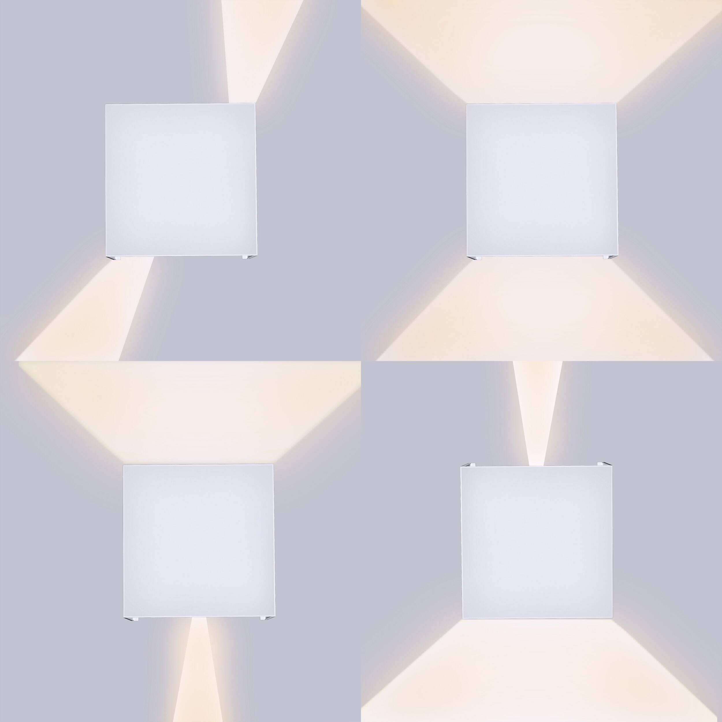 Left. LEEKI - Modern Cube LED Outdoor Wall Sconce – Adjustable Beam Uplight/Downlight, Waterproof IP65, Energy-Saving Exterior Light - White.