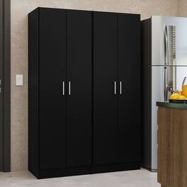 Madesa - Kitchen Pantry Set Storage Cabinet 4 Doors 8 Utility Shelves 47"L Organization Unit for Kitchen - Black