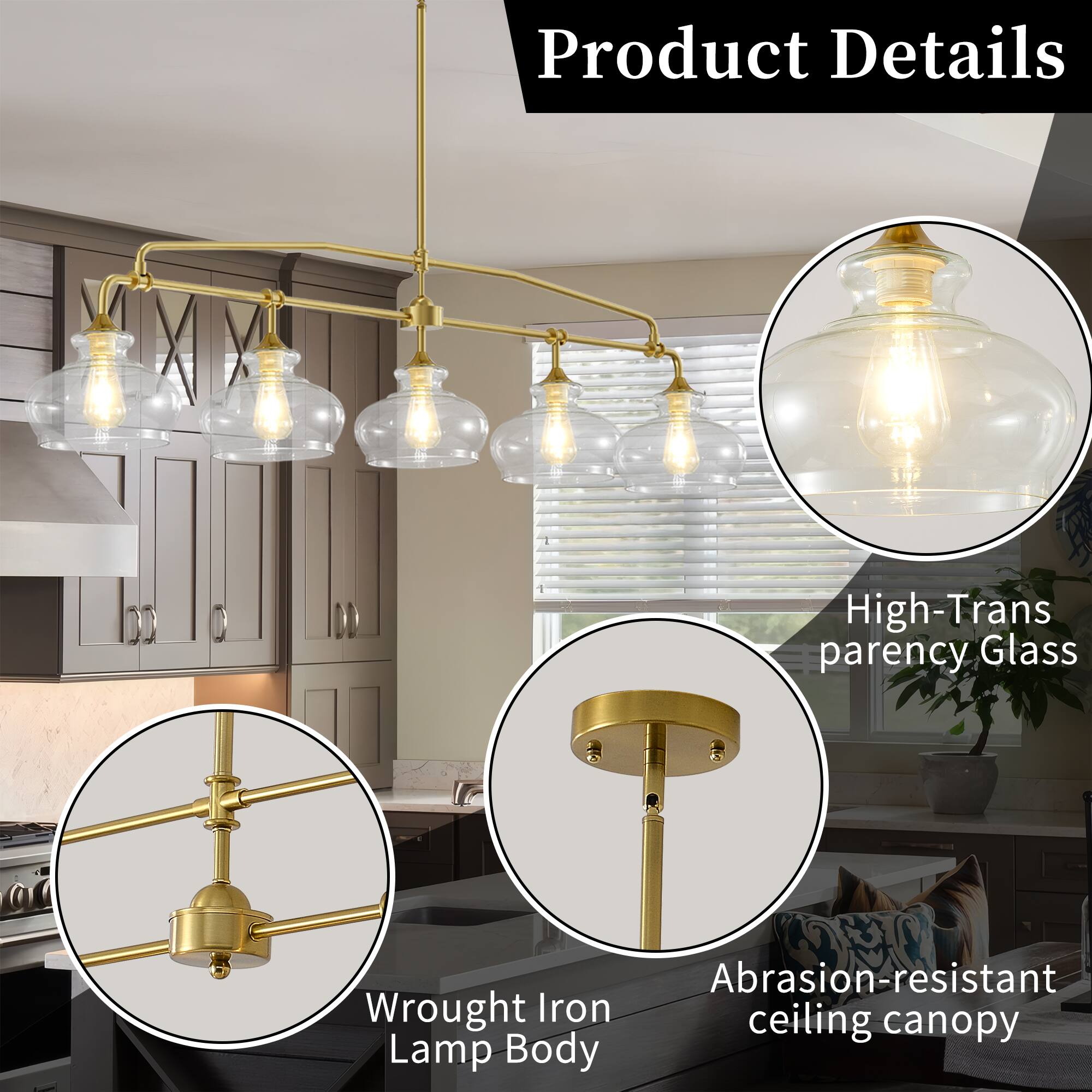 Product Details

- High-Transparency Glass
- Wrought Iron Lamp Body
- Abrasion-resistant Ceiling Canopy