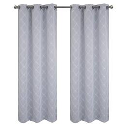 RT Designers Collection - RT Designer Collection Gable Embroidered Blackout Luxurious Decorative Grommet Curtain Panel 54" x 95" - Silver