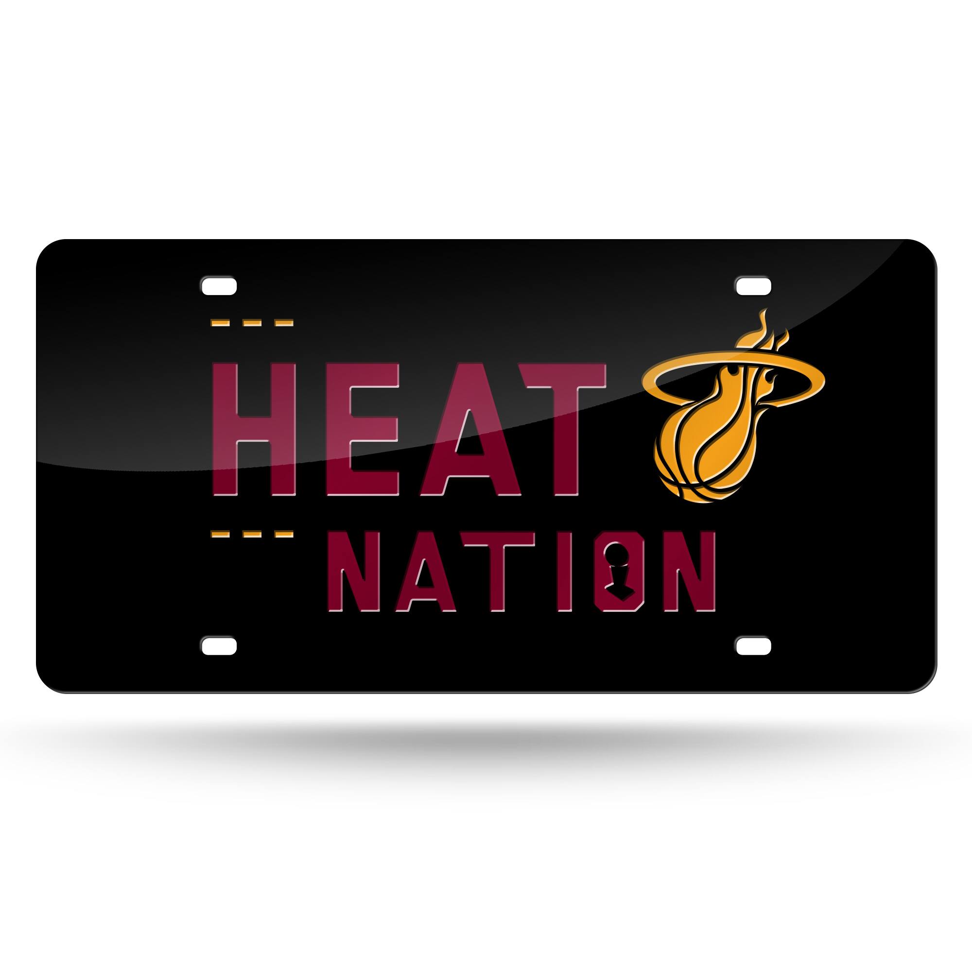 Miami Heat Nation NBA Black Mirrored Laser Cut License Plate Tag
