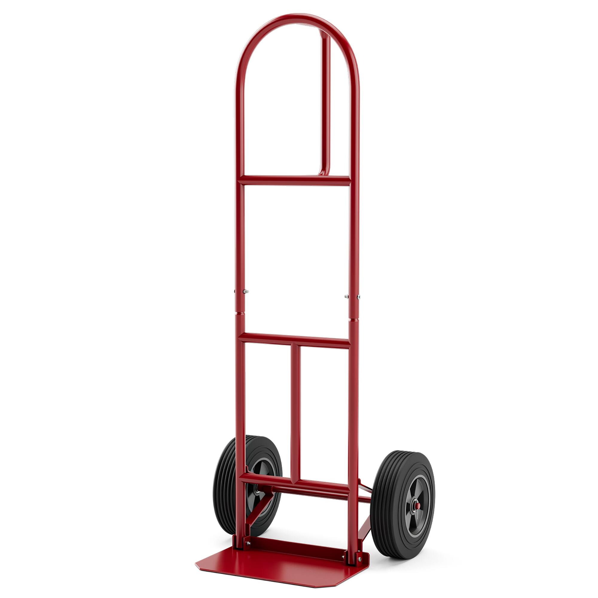Costway - Heavy Duty Hand Truck Trolley 660lbs Capacity Dolly Cart with Foldable Nose Plate - Red