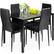 Front. Costway - 5 Piece Kitchen Dining Set Glass Metal Table 30" and 4 Chairs Breakfast Furniture Black - Black.