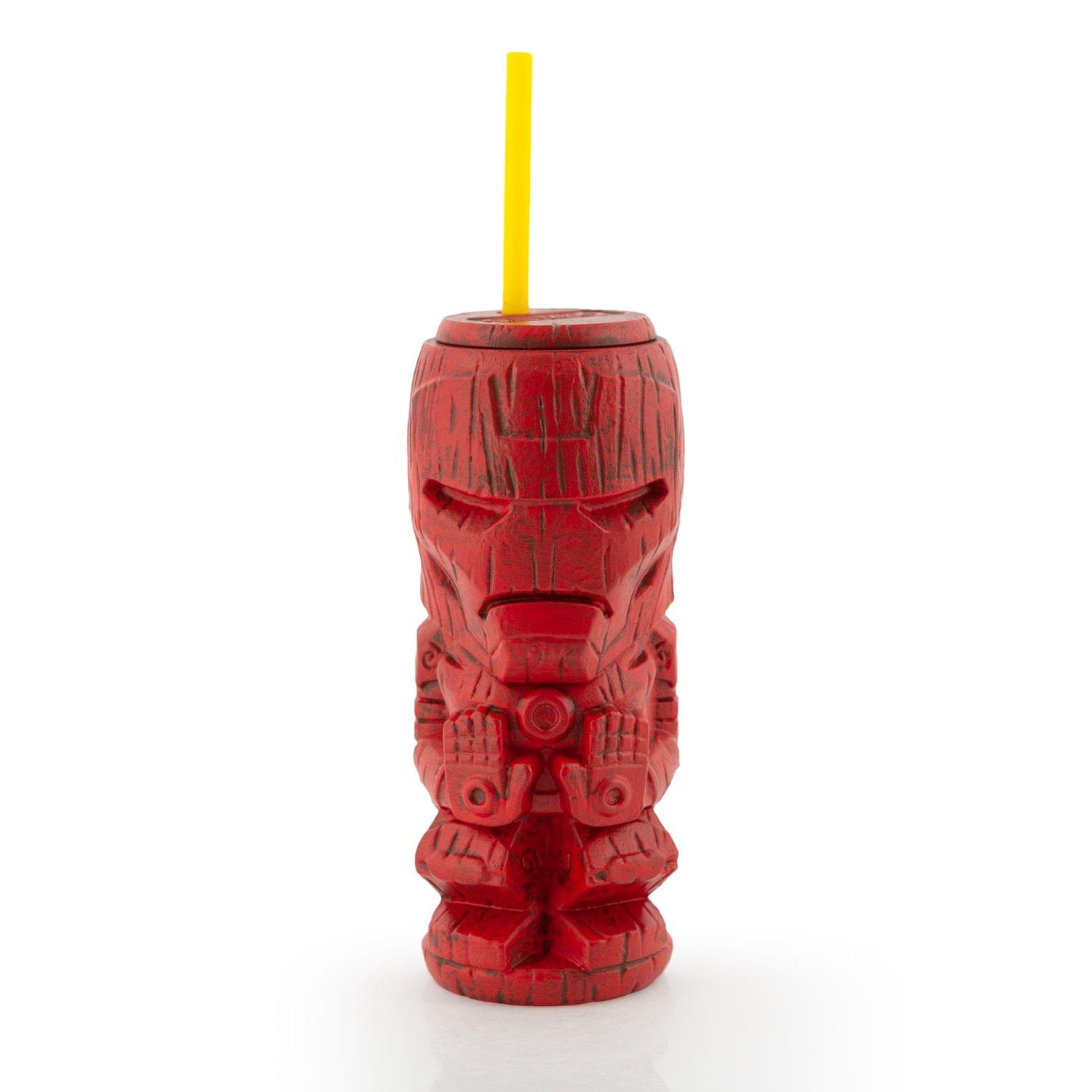 Front. Marvel - Geeki Tikis Marvel Iron Man Tumbler | Tiki Style Plastic Cup | Holds 22 Ounces - Red.