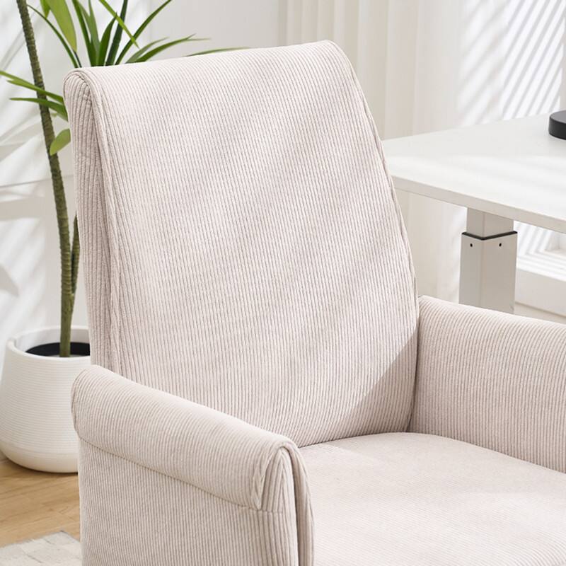 Alt View 3. HTUTWOO - Ergonomic Mid-Back Liftable Office Chair, Golden Metal Base, Memory Foam Cushion | for Home Office, Study, Work - White.