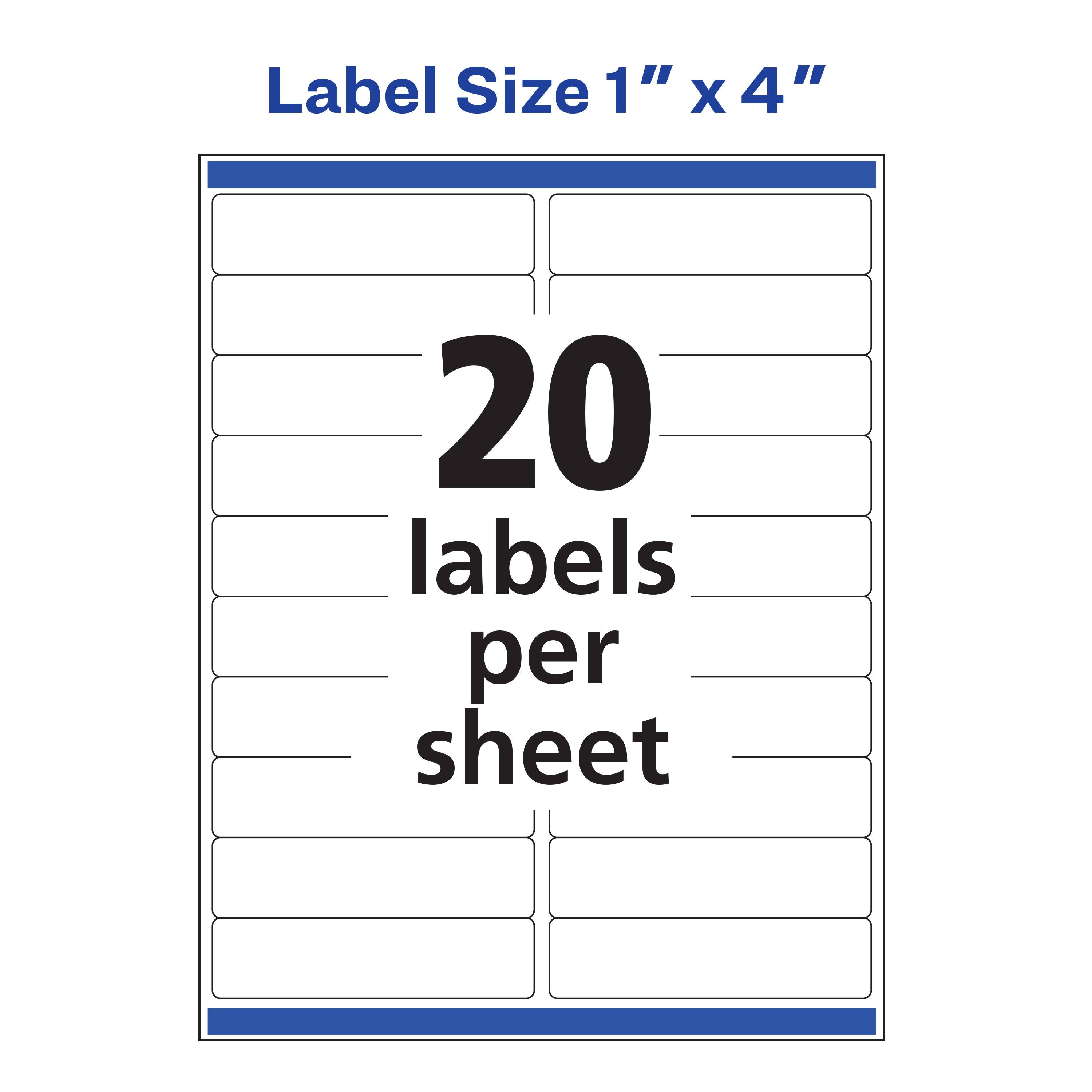Label Size 1" x 4"  
20 labels per sheet