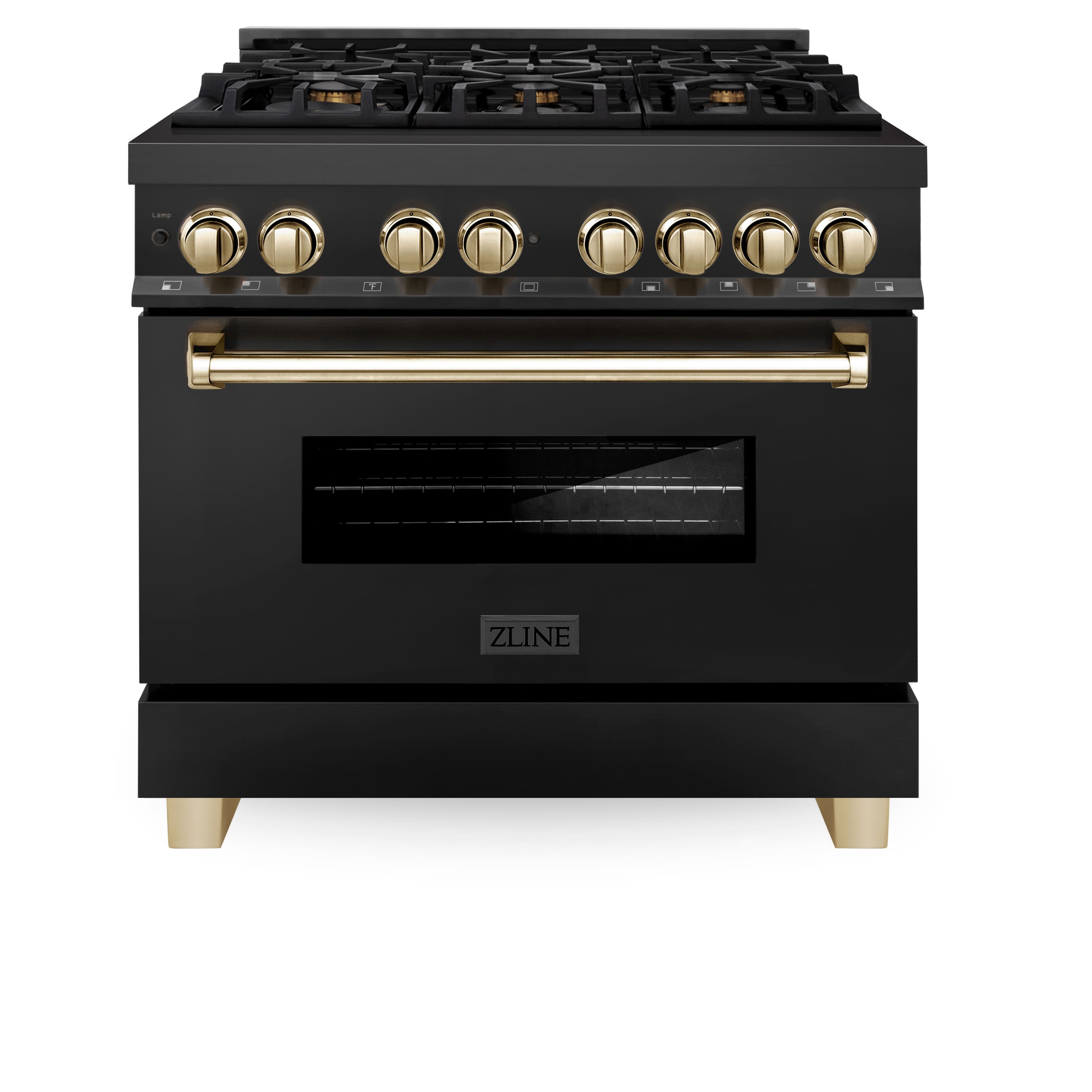 ZLINE - Autograph 36" Legacy Dual Fuel Range with Gold Accents (RABZ-36-G) - Black