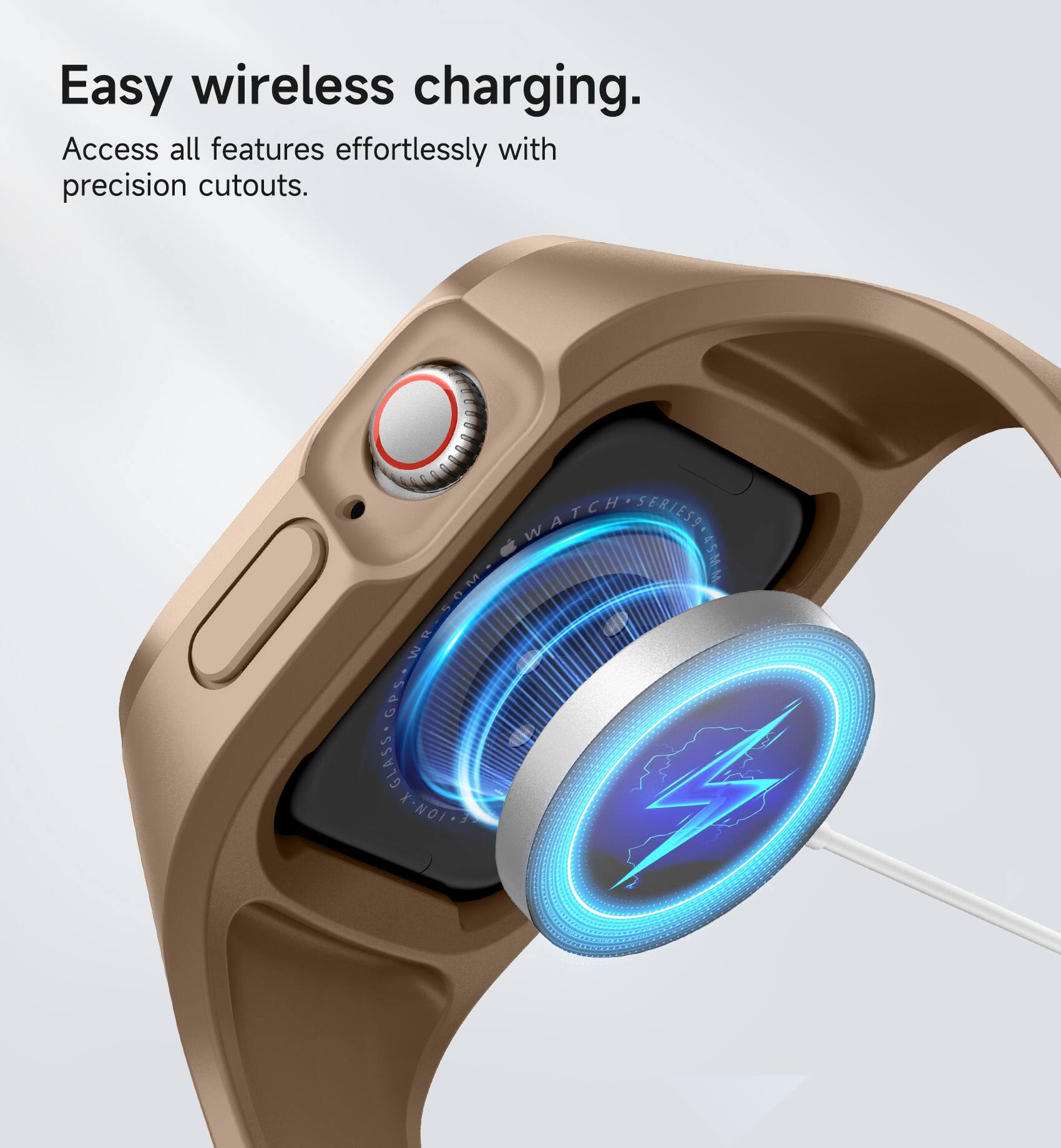 Easy wireless charging.  
Access all features effortlessly with precision cutouts.  

WATCH SERIES  
WWSE2ESSI835  
45MM  
SOM  
GPS  
GLASS  
X-NOI
