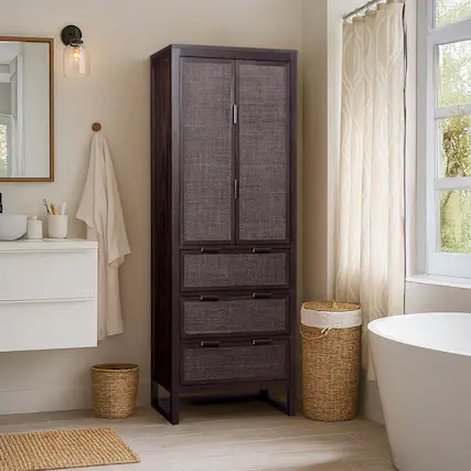Front. Teamson Home - Teamson Home Hatteras Linen Cabinet, Espresso - Black.