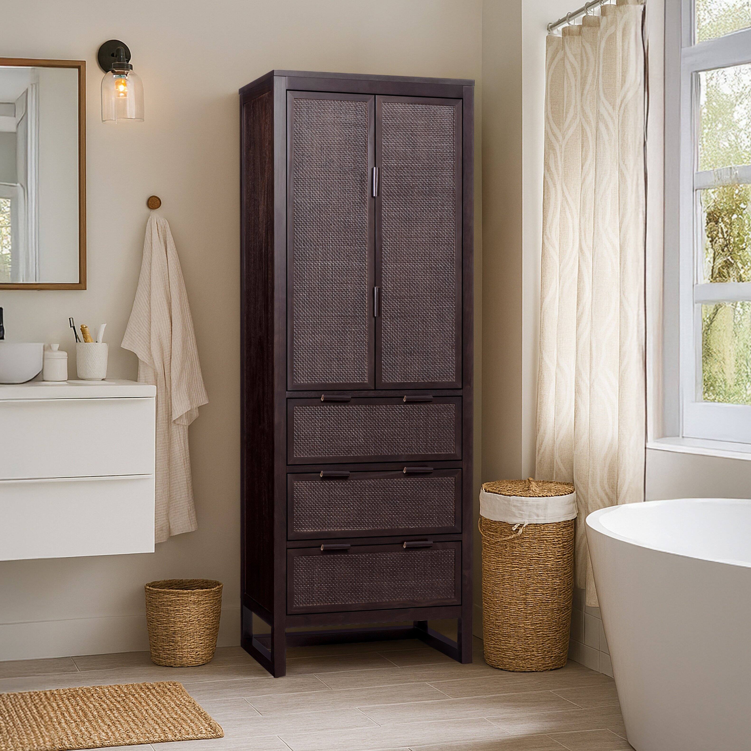 Front. Teamson Home - Teamson Home Hatteras Linen Cabinet, Espresso - Black.