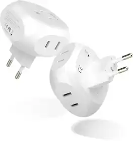 Ceptics - European Travel Plug Adapter Europe Power Adaptor Charger 4 Input - White