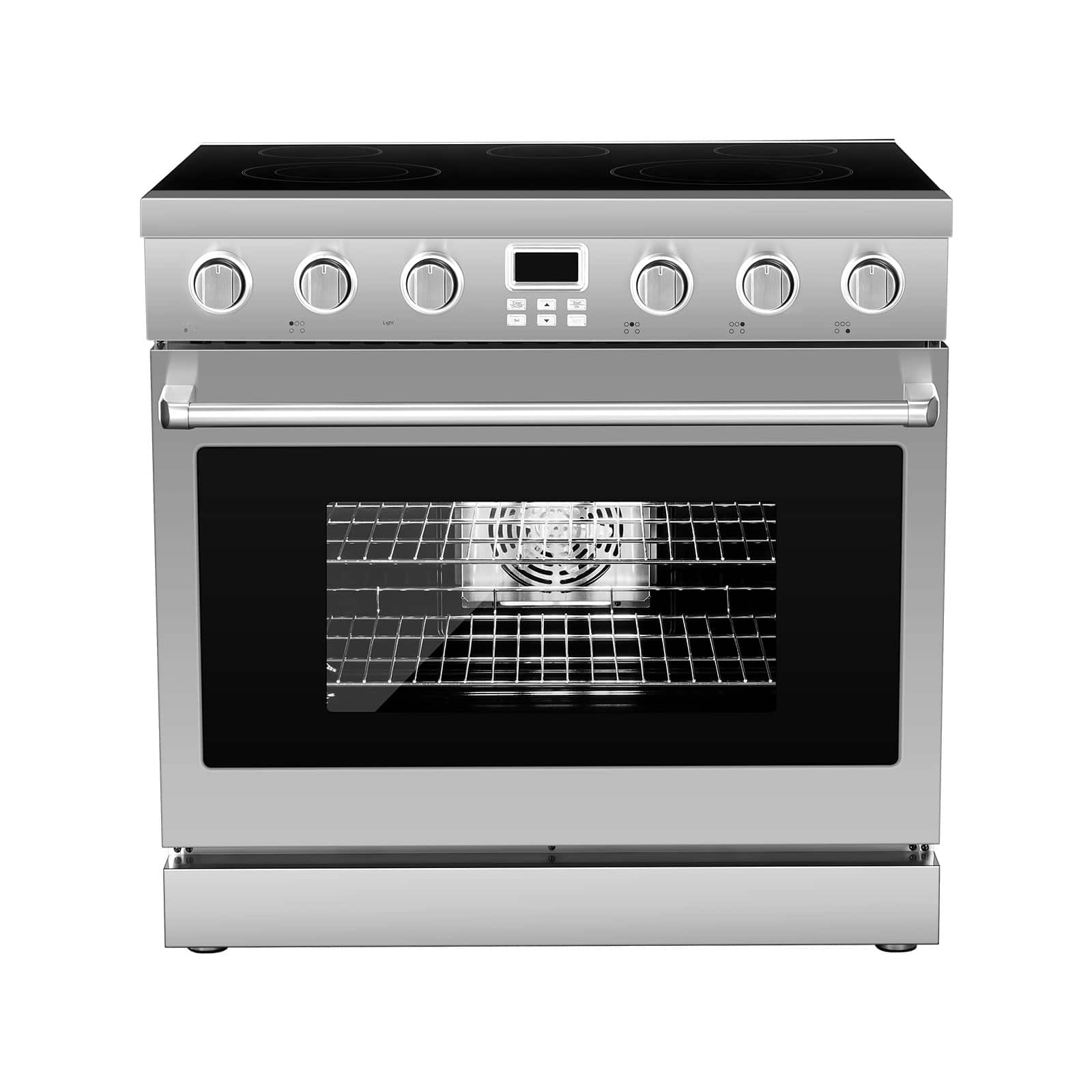 VEVOR - 36 in Electric Range Oven, 6.0 Cu. Ft. Capacity Compact Freestanding Oven, Stainless Steel Kitchen Stove, with 5 Burners - Silver