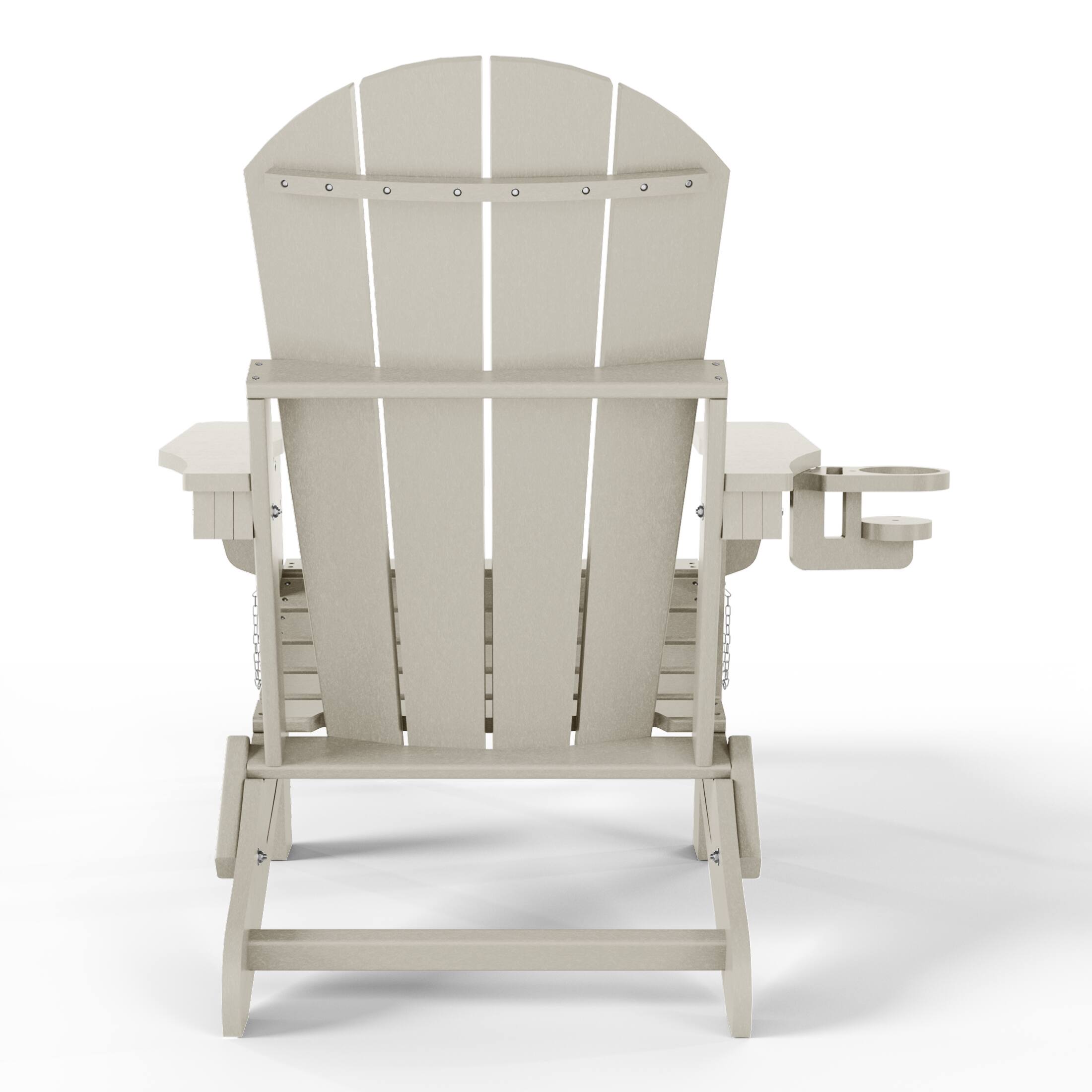 Back. WestinTrends - WestinTrends Malibu Folding Adjustable Adirondack Chair with Retractable Ottoman and Cup Holder - Sand.