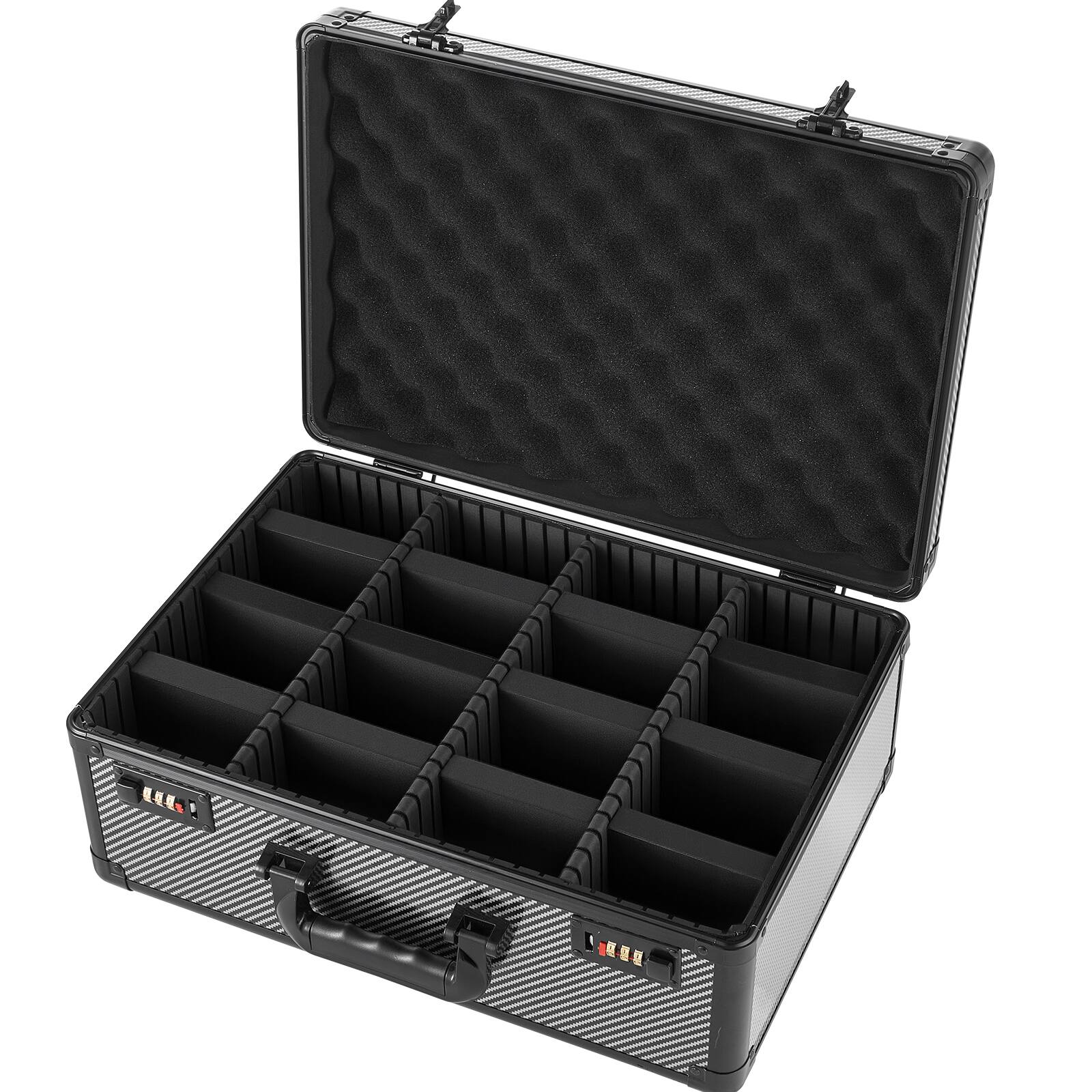 Alt View 5. VEVOR - Graded Card Case 4 Row 162 PSA Slab Storage Box with Combination Lock, Baseball Sports Trading Cards Holder Collector - Black;White.
