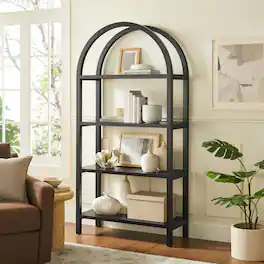 Vexley 72 Inch Large Arched Bookshelf by Modway - Black