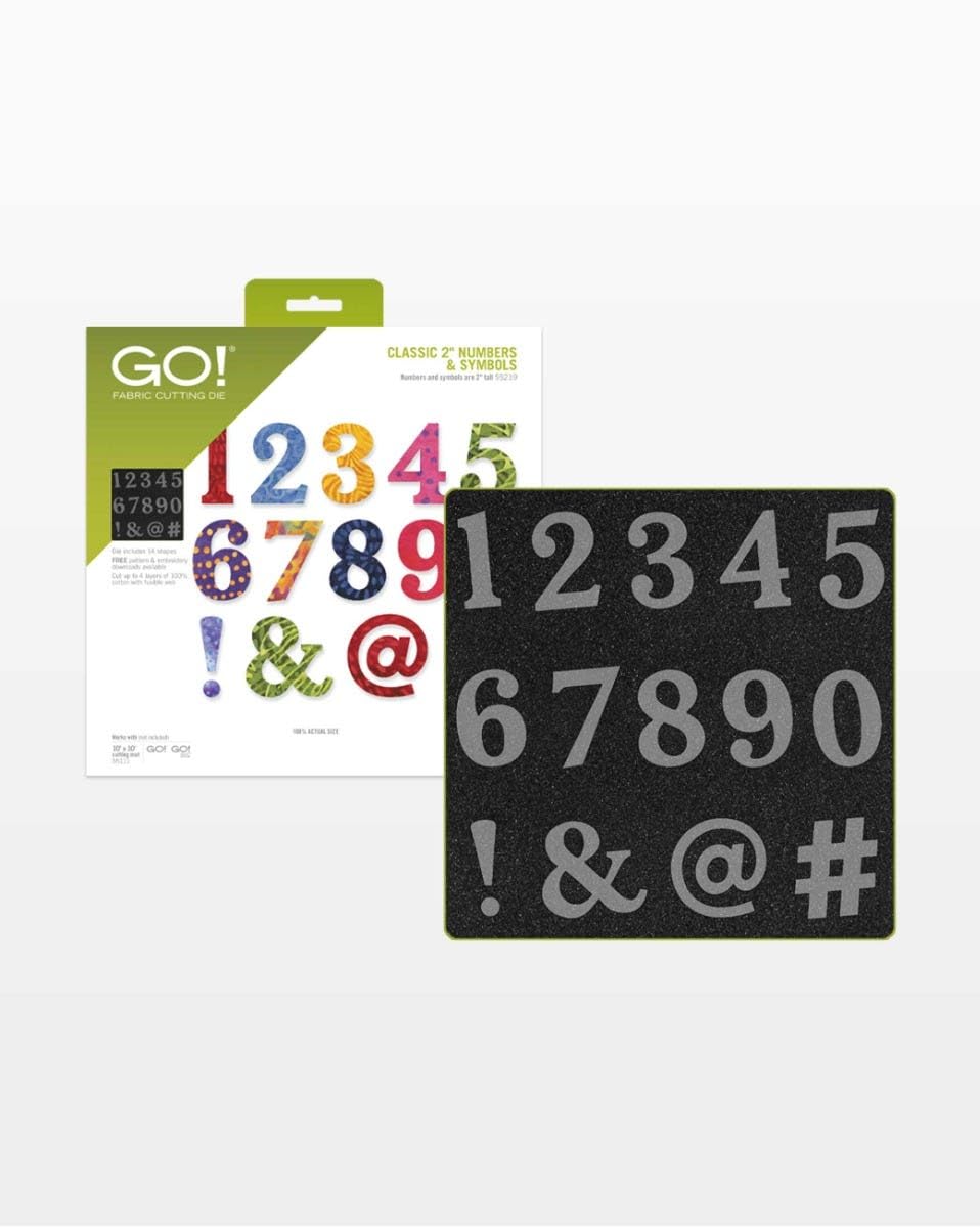 CLASSIC 2 NUMBERS & SYMBOLS - GO! FABRIC CUTTING DIE - 12345 12345 67890 &@ - 6789 12345 1&@ !
