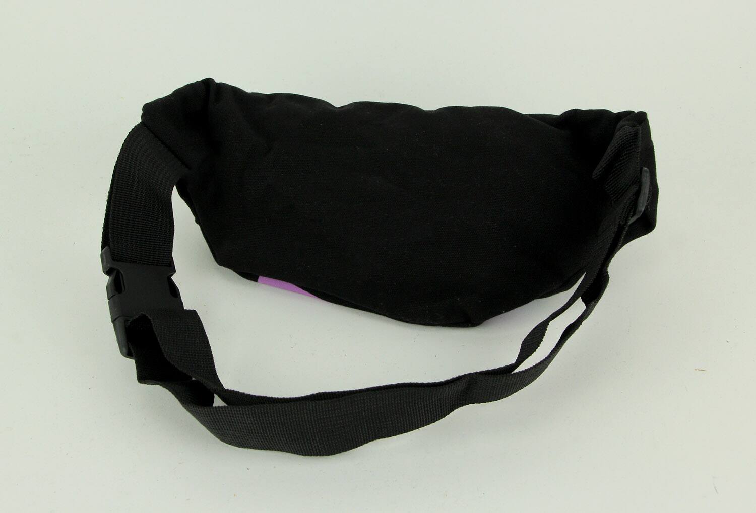 Alt View 1. Leema - Black Canvas Rainbow Print Adjustable Fanny Pack - Black.
