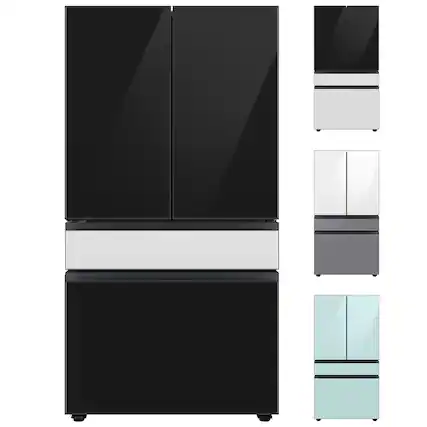 Front. Samsung - BESPOKE 23 cu. ft. 4-Door French Door Counter Depth Smart Refrigerator with Beverage Center - Custom Panel Ready.