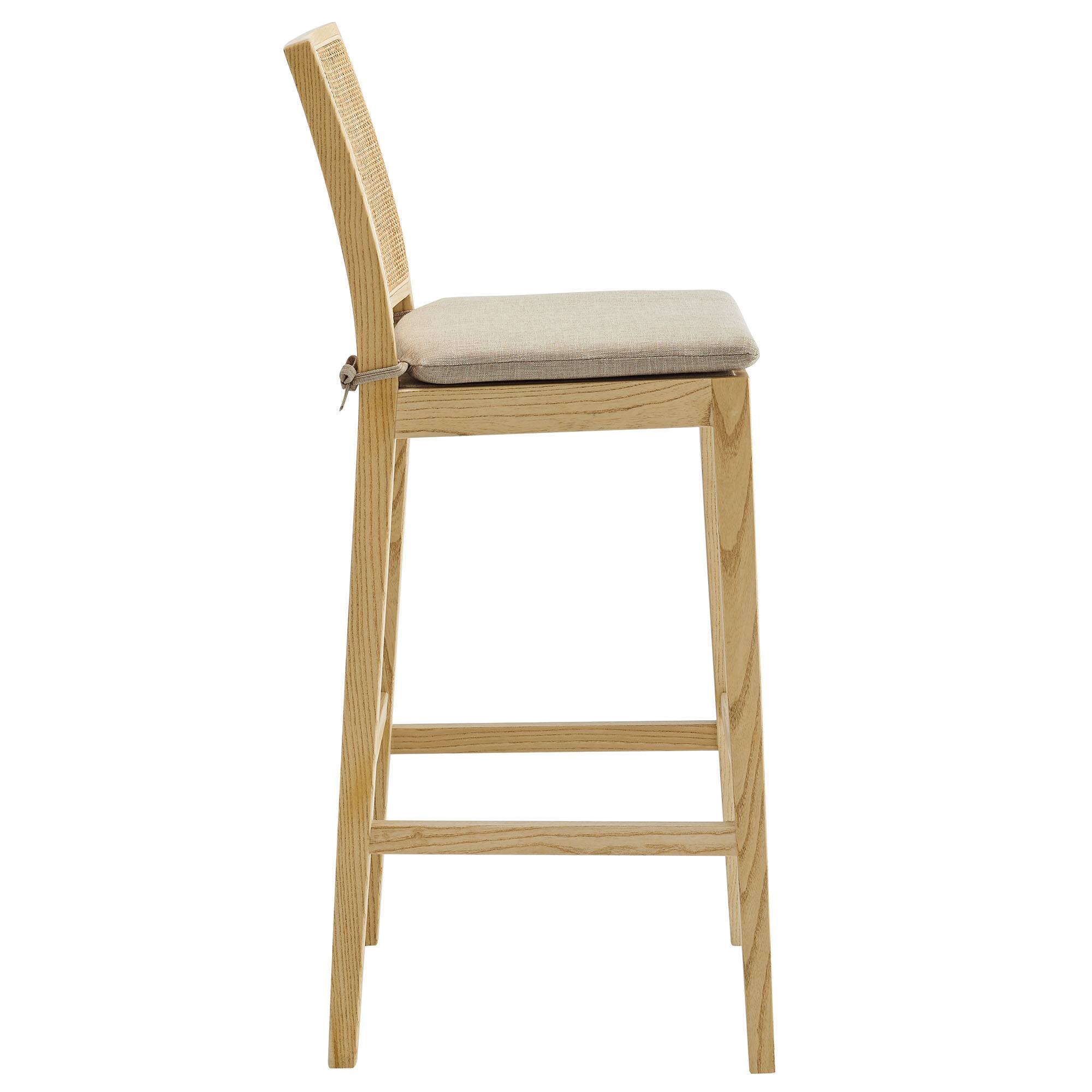 Back. Modway - Ovard Wood and Rattan Bar Stool - Brown.