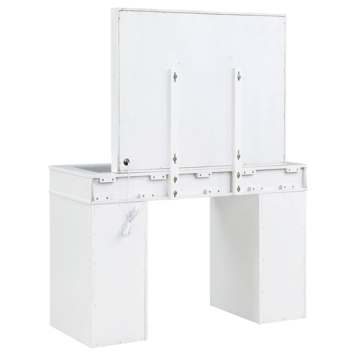 Alt View 4. Loheer - Loheer white makeup vanity table with lighted mirror and stool, 47.5-Inch - White.