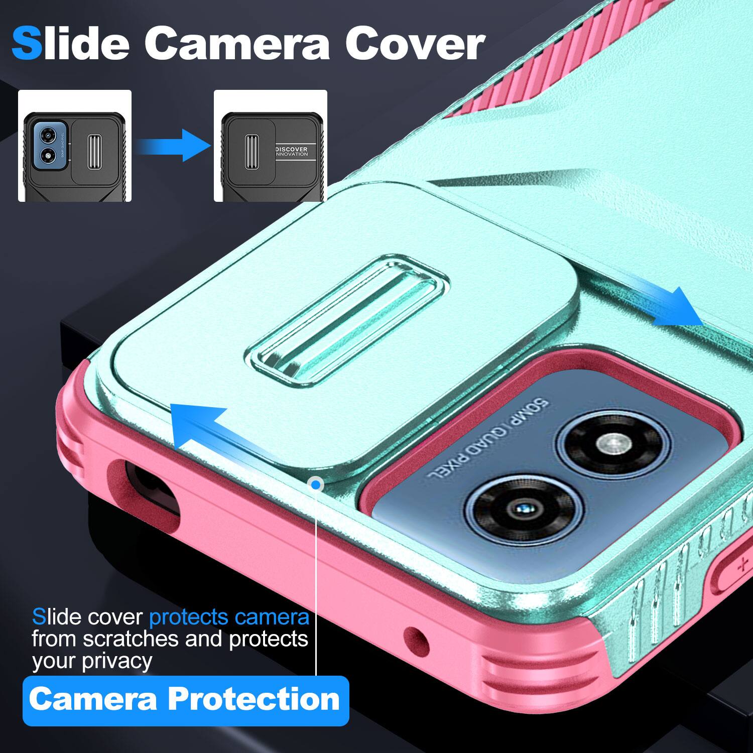 Slide Camera Cover

DISCOVER INNOVATION

50MP QUAD PIXEL

Slide cover protects camera from scratches and protects your privacy

Camera Protection