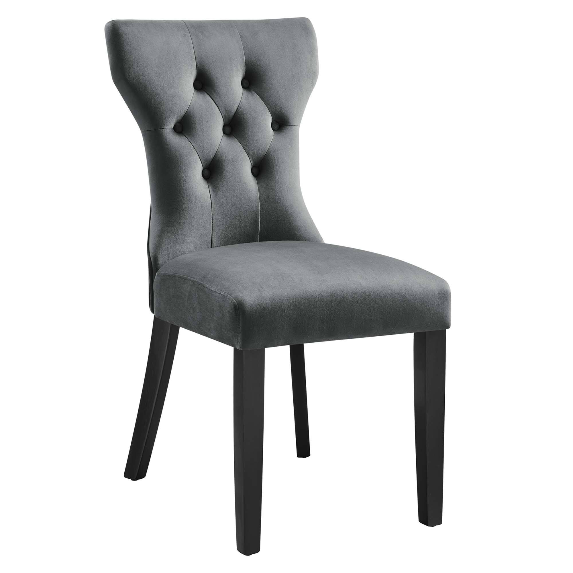 Alt View 1. Modway - Silhouette Performance Velvet Dining Chairs Set of 2 by Modway - Gray.