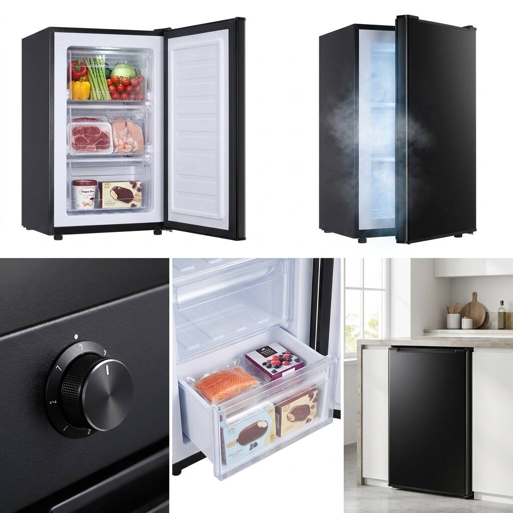 Back. Loheer - 2.8 Cu. Ft. Compact Upright Freezer with -9.4°F Deep Freeze and Mechanical Control - BLACK.