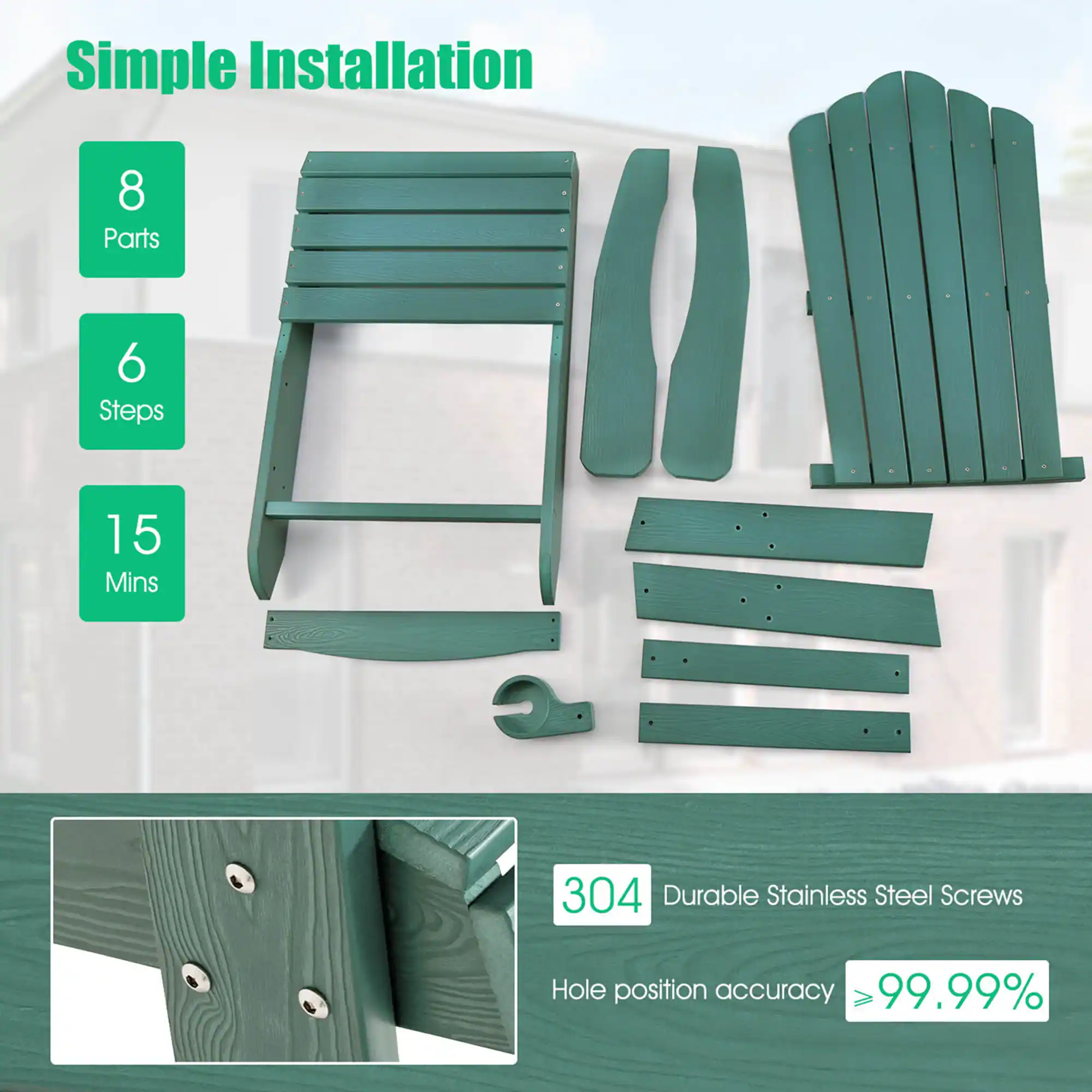 Simple Installation
8 Parts
6 Steps
15 Mins
304 Durable Stainless Steel Screws
Hole position accuracy 99.99%