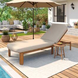 Whisen - Outdoor Adjustable Reclining Chaise Lounge with Thick Cushions for Patio, Poolside, or Beach - Brown