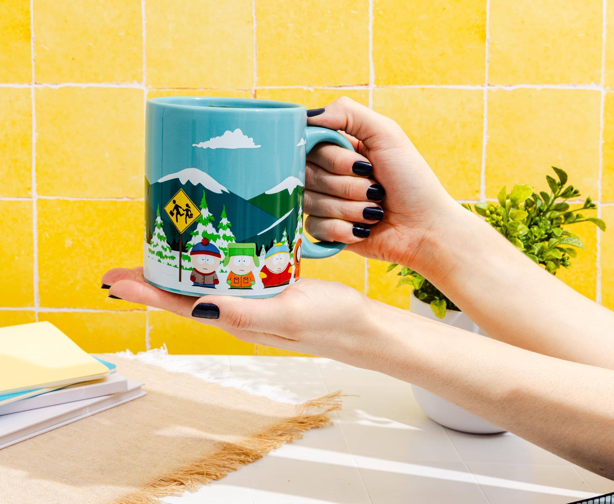 Alt View 6. Silver Buffalo - South Park Bus Stop 20-Ounce Ceramic Mug - Blue.